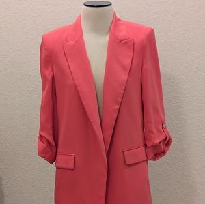 Zara pink blazer with shoulder pads.